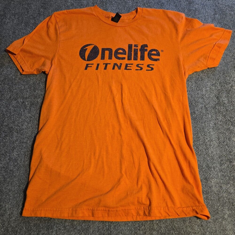 One Life Fitness T-Shirt Mens Size Medium Orange Short Sleeve Pullover Gildan